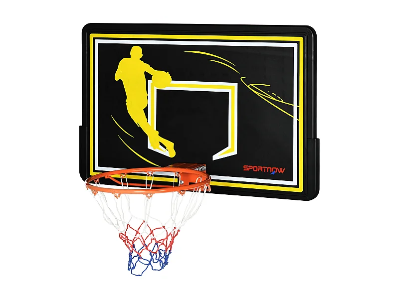 Canasta de baloncesto negro y amarillo 110x90x70 cm SPORTNOW