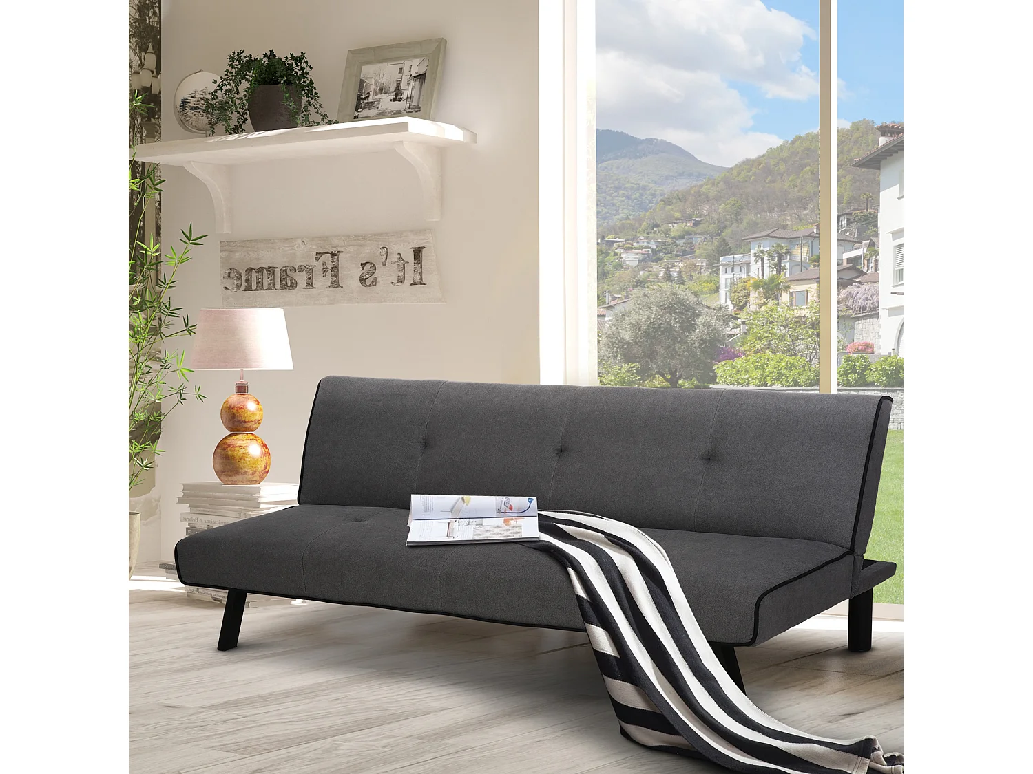 Sofá cama gris 170x76x72,5 cm HOMCOM