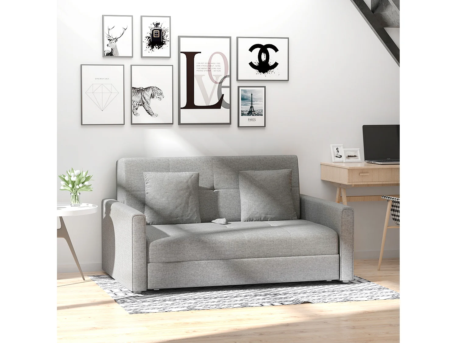 Sofá cama gris 152x101x81 cm HOMCOM