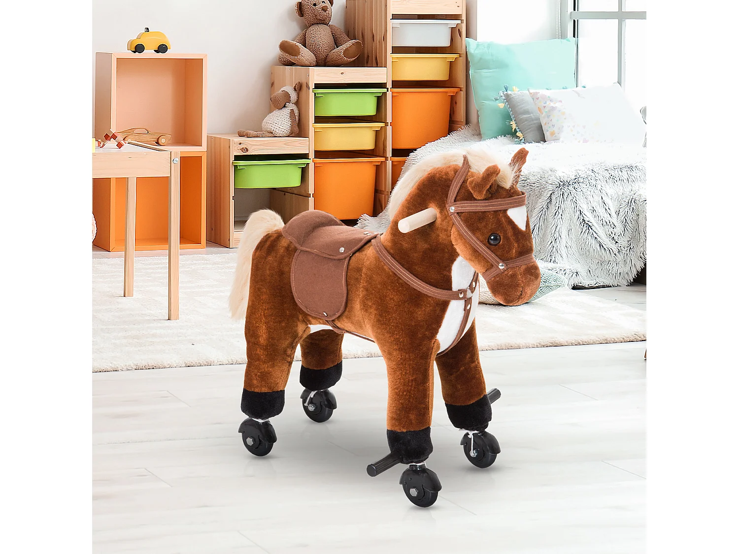 Caballito infantil marrón 55x23x60 cm HOMCOM