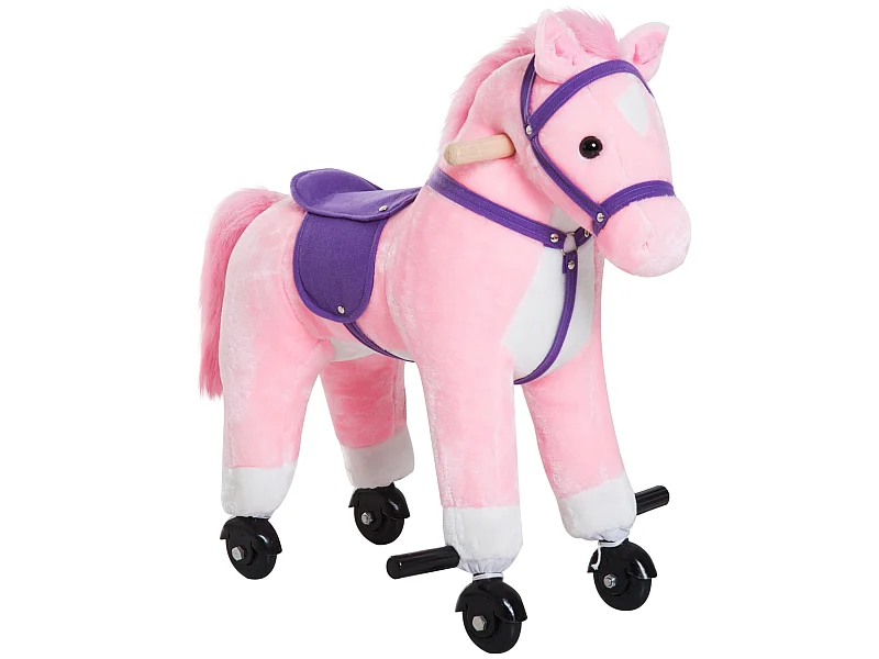 Caballito infantil rosa 55x23x60 cm HOMCOM