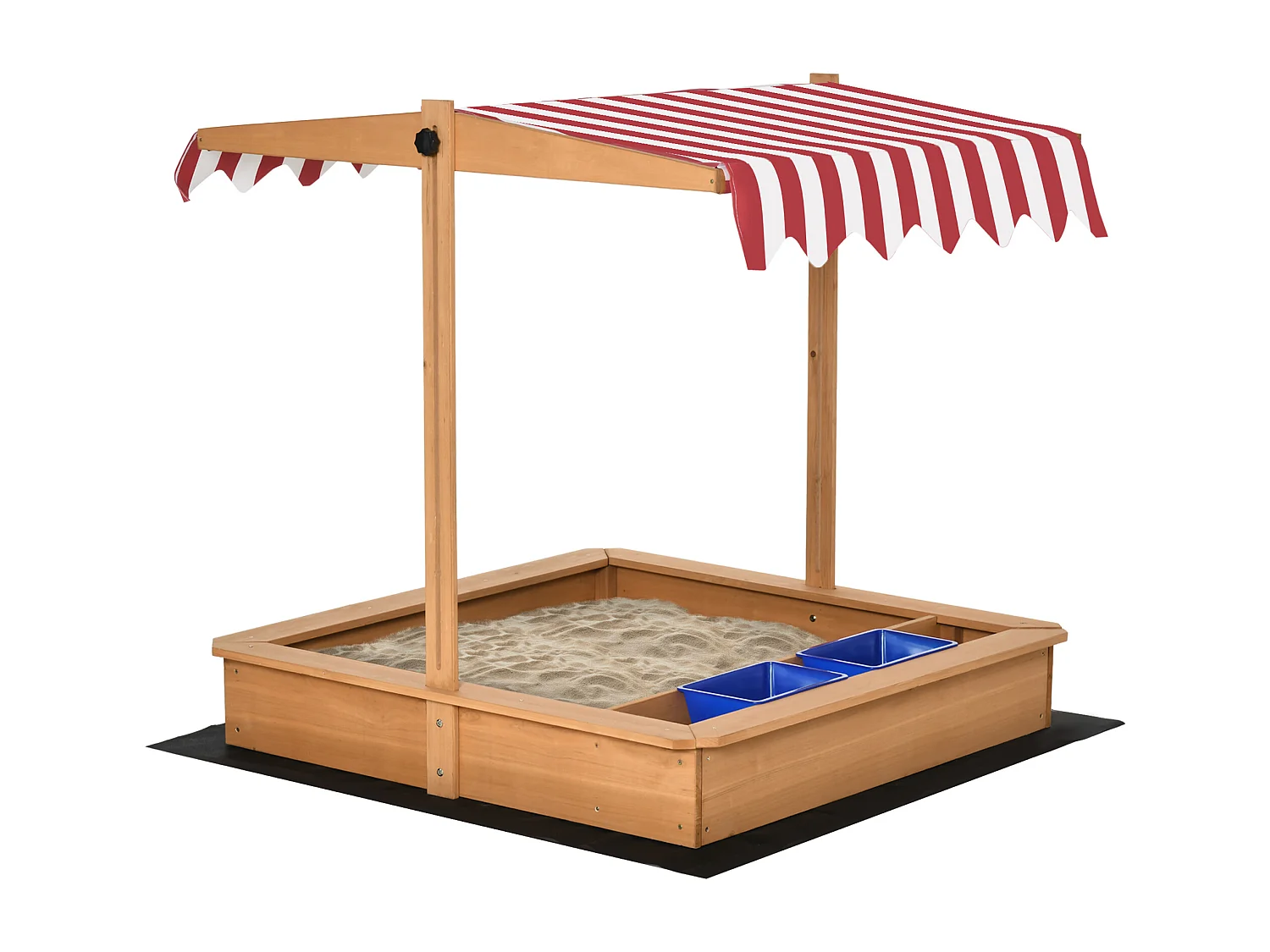 Arenero infantil madera natural 107.5x107.5x110 cm Outsunny