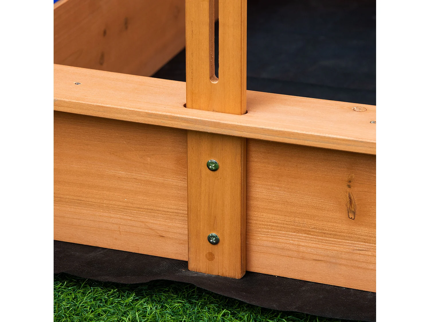 Arenero infantil madera natural 107.5x107.5x110 cm Outsunny