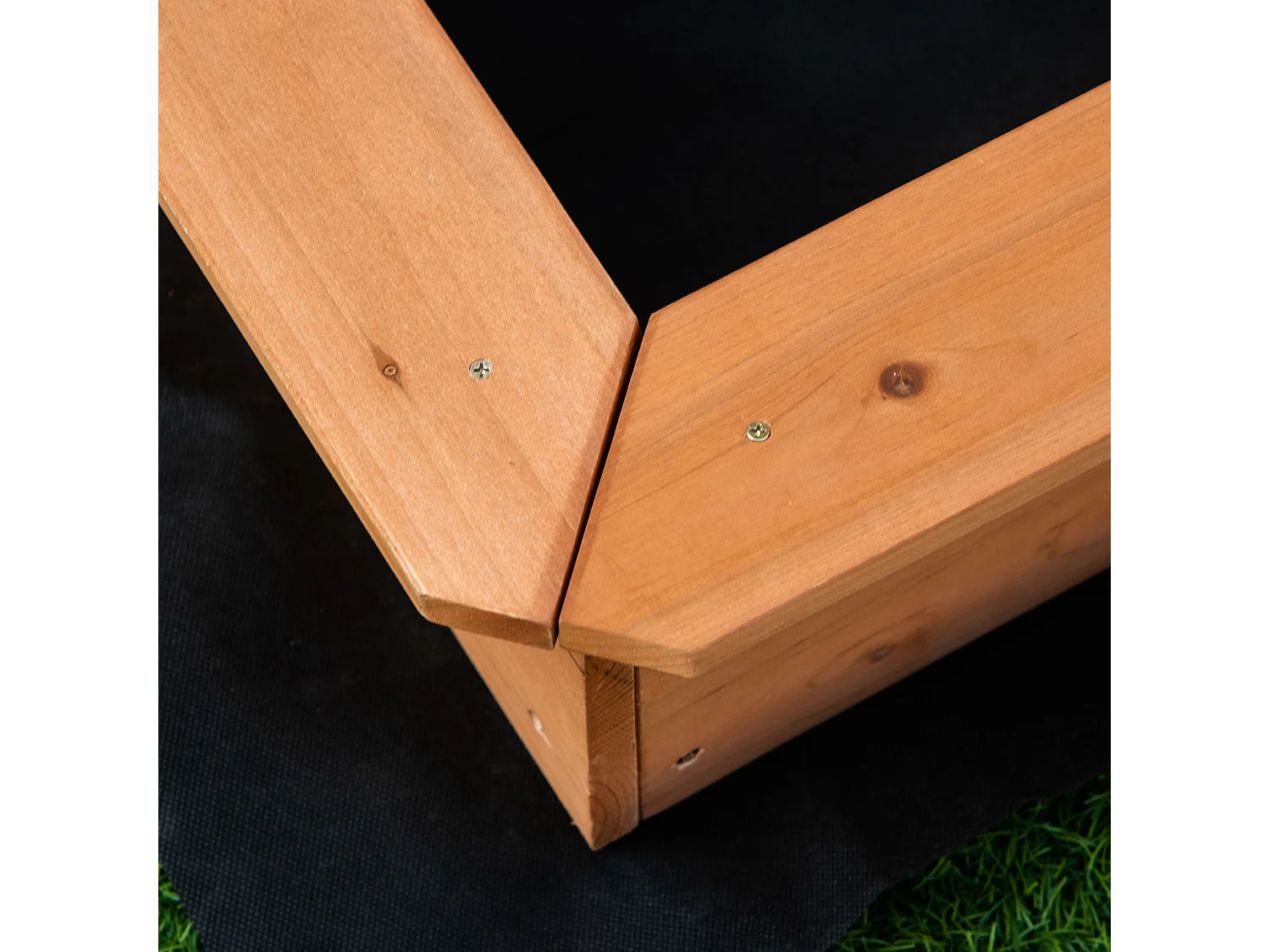 Arenero infantil madera natural 107.5x107.5x110 cm Outsunny