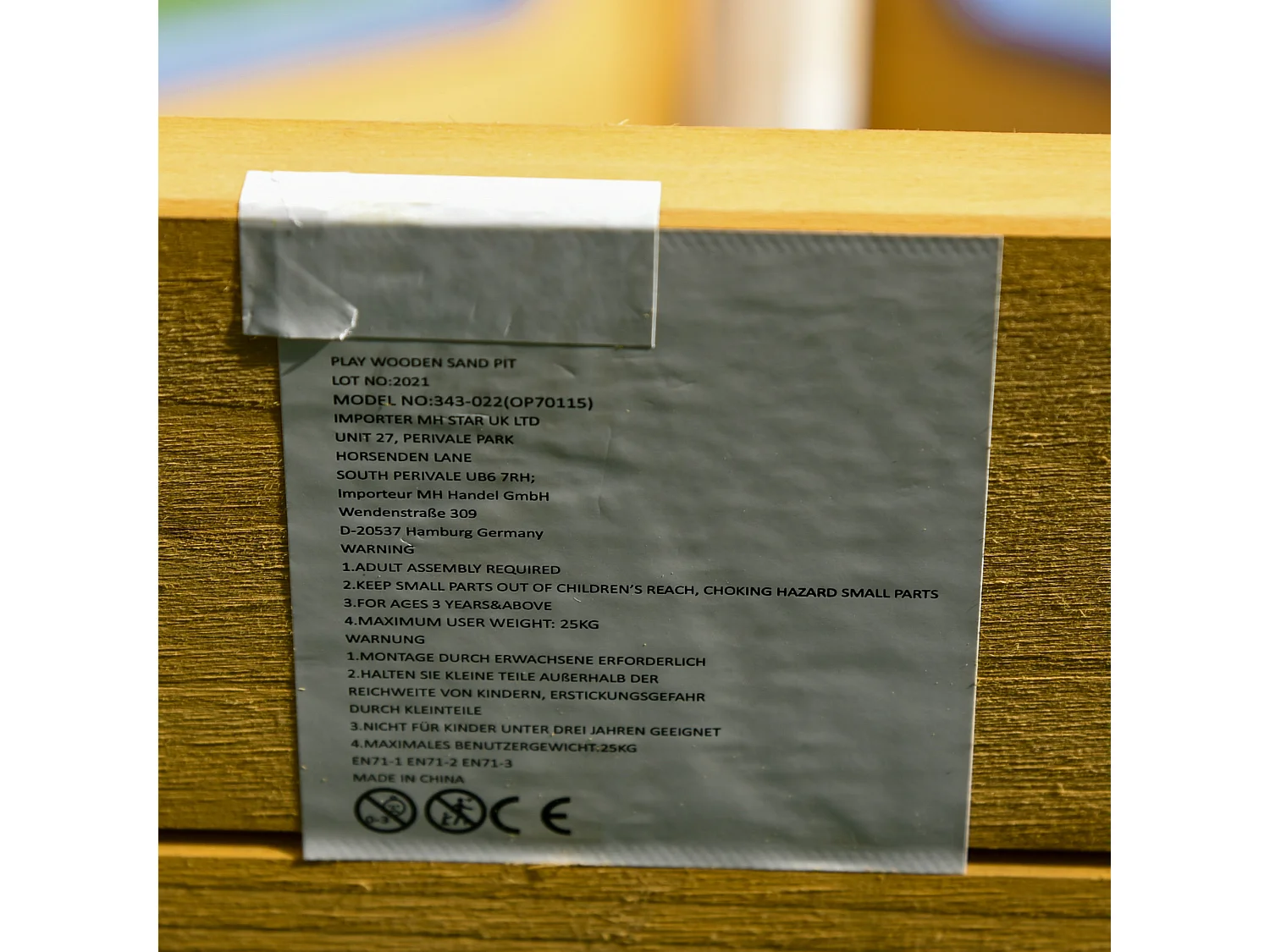 Arenero infantil de madera madera natural 158x78x45.5 cm Outsunny