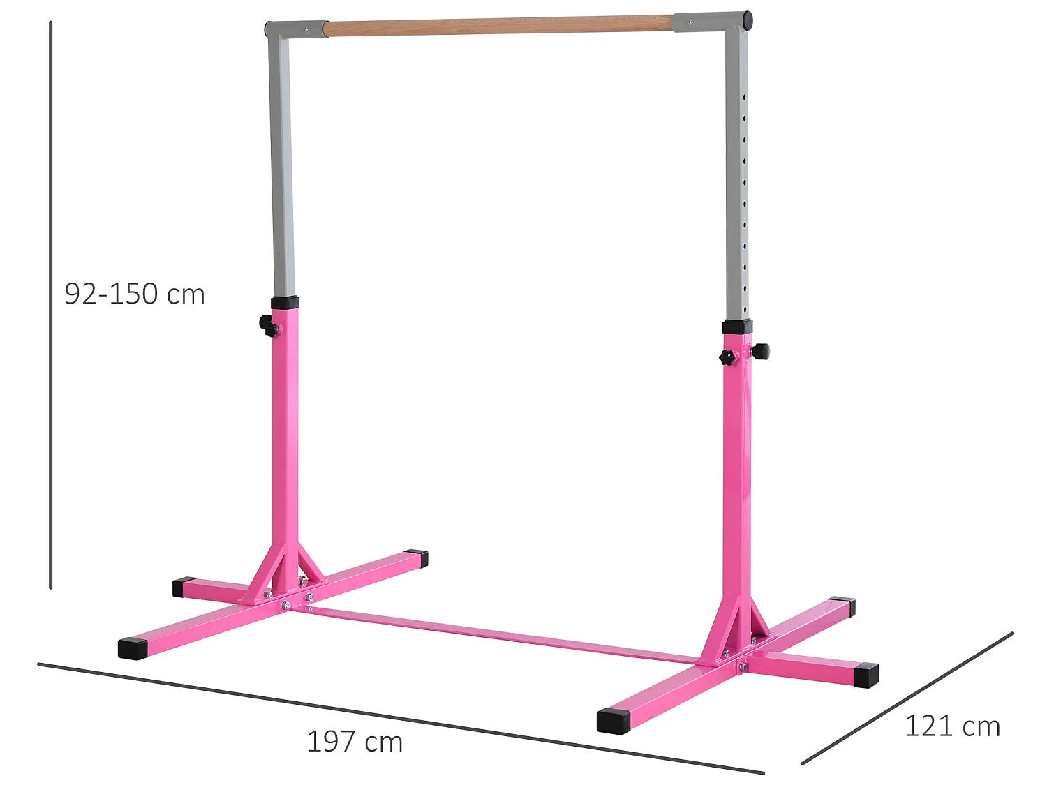 Barra de gimnasia rosa 197x121x150 cm HOMCOM