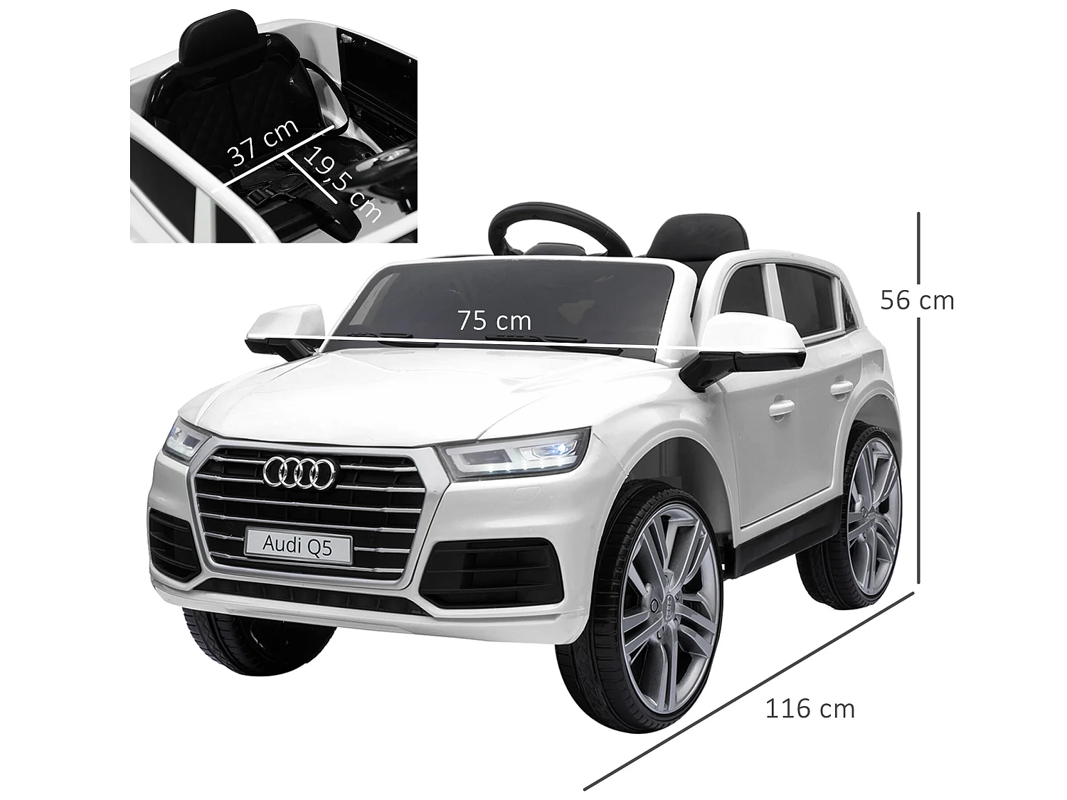 Coche eléctrico blanco 116x75x56cm HOMCOM