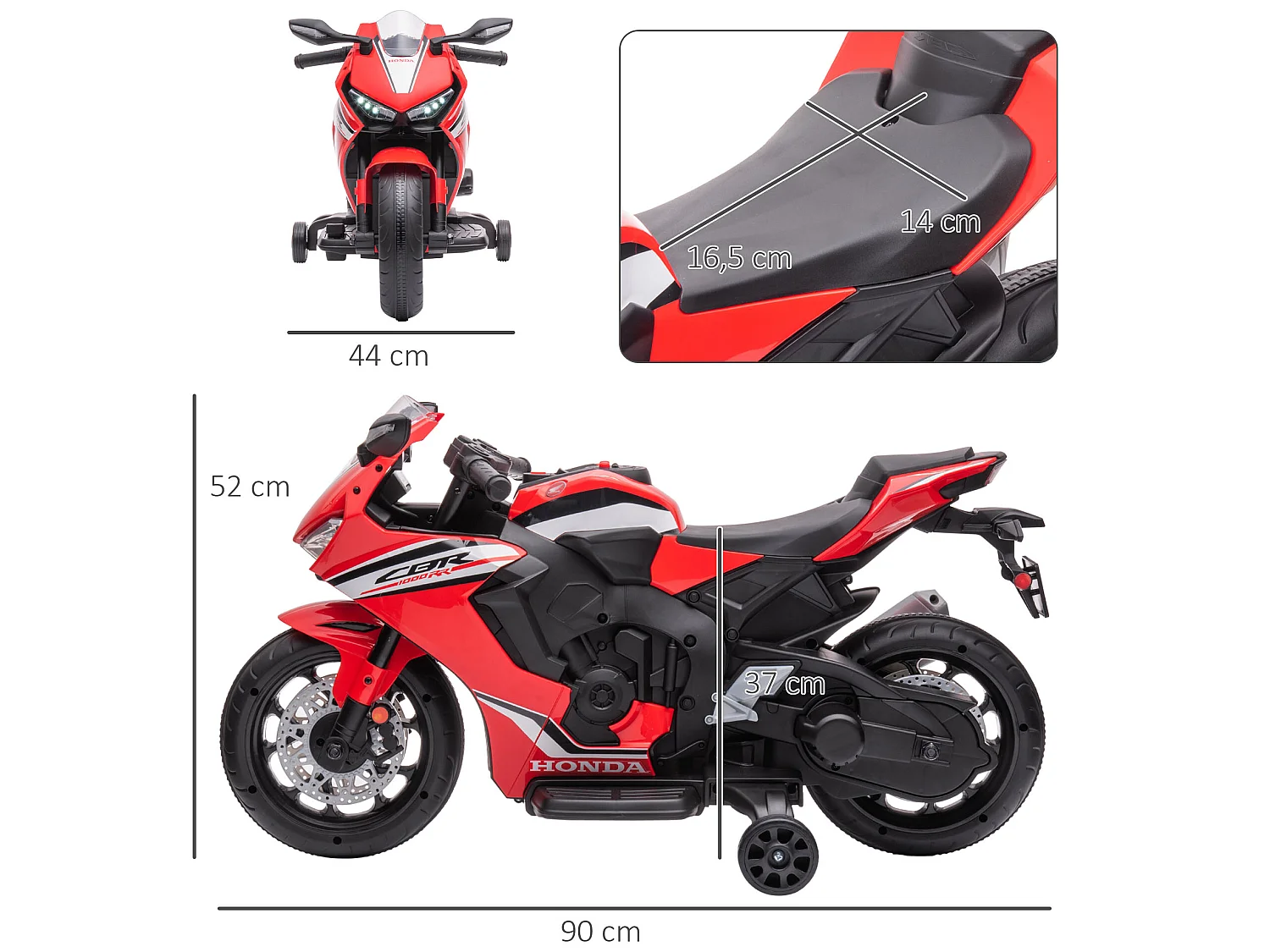 Moto eléctrica infantil rojo 90x44x52 cm HOMCOM