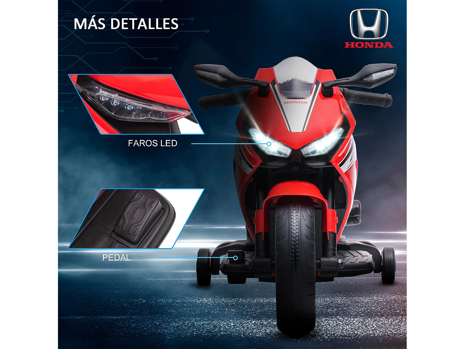 Moto eléctrica infantil rojo 90x44x52 cm HOMCOM