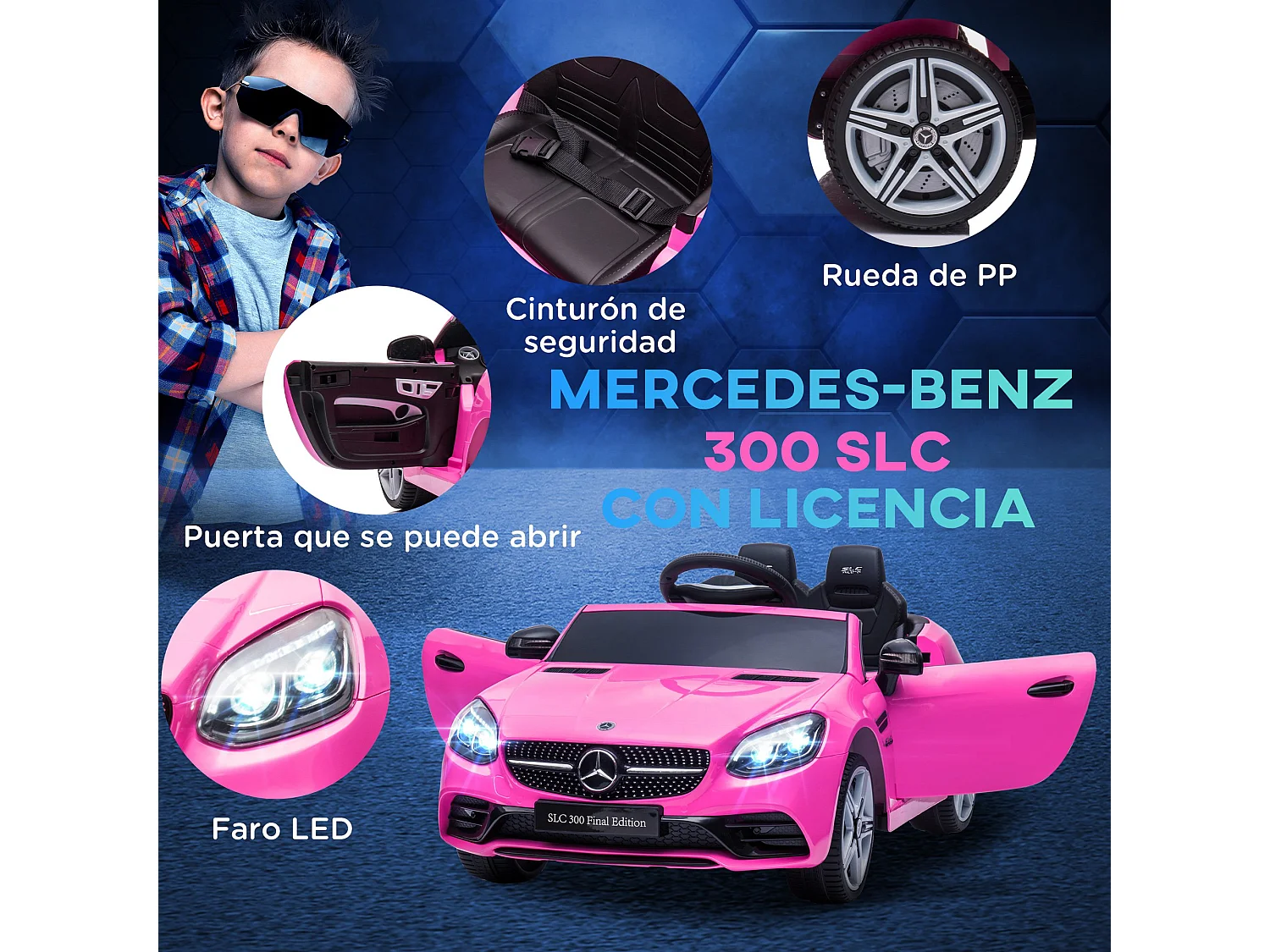 Coche eléctrico rosa 107x62.5x44 cm AIYAPLAY