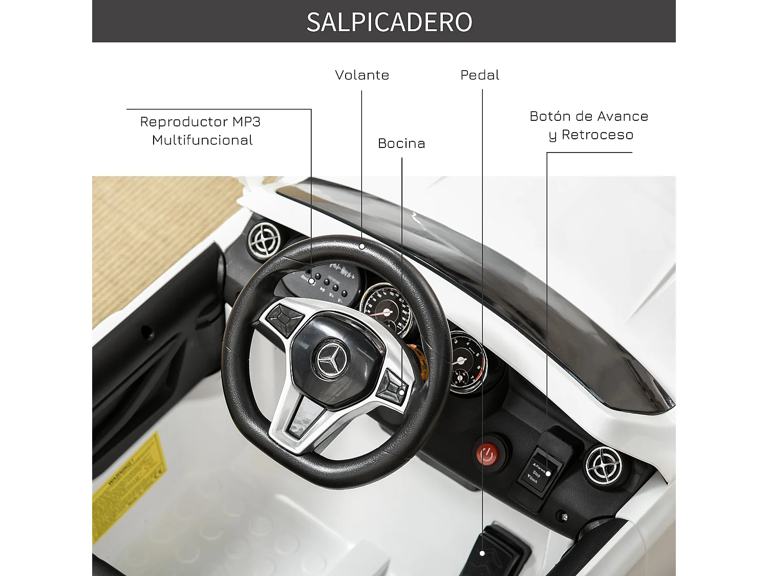 Coche eléctrico blanco 100x58x46cm HOMCOM