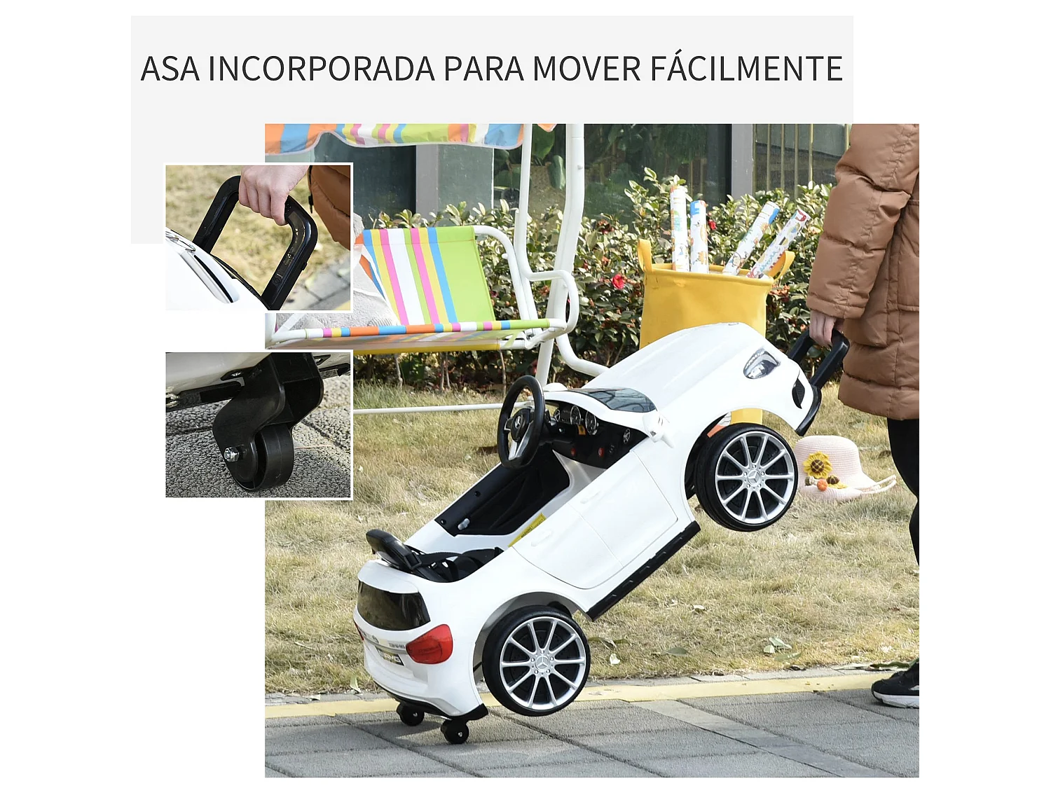 Coche eléctrico blanco 100x58x46cm HOMCOM