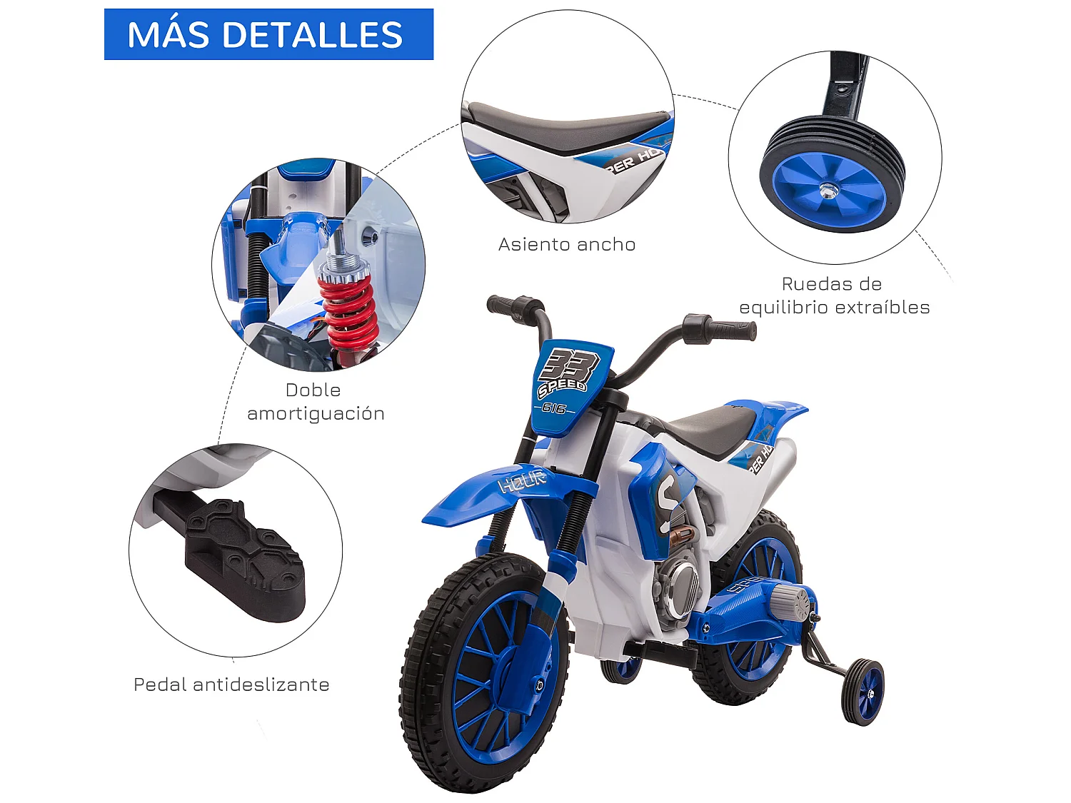 Moto eléctrica para niños azul 106.5x51.5x68 cm HOMCOM