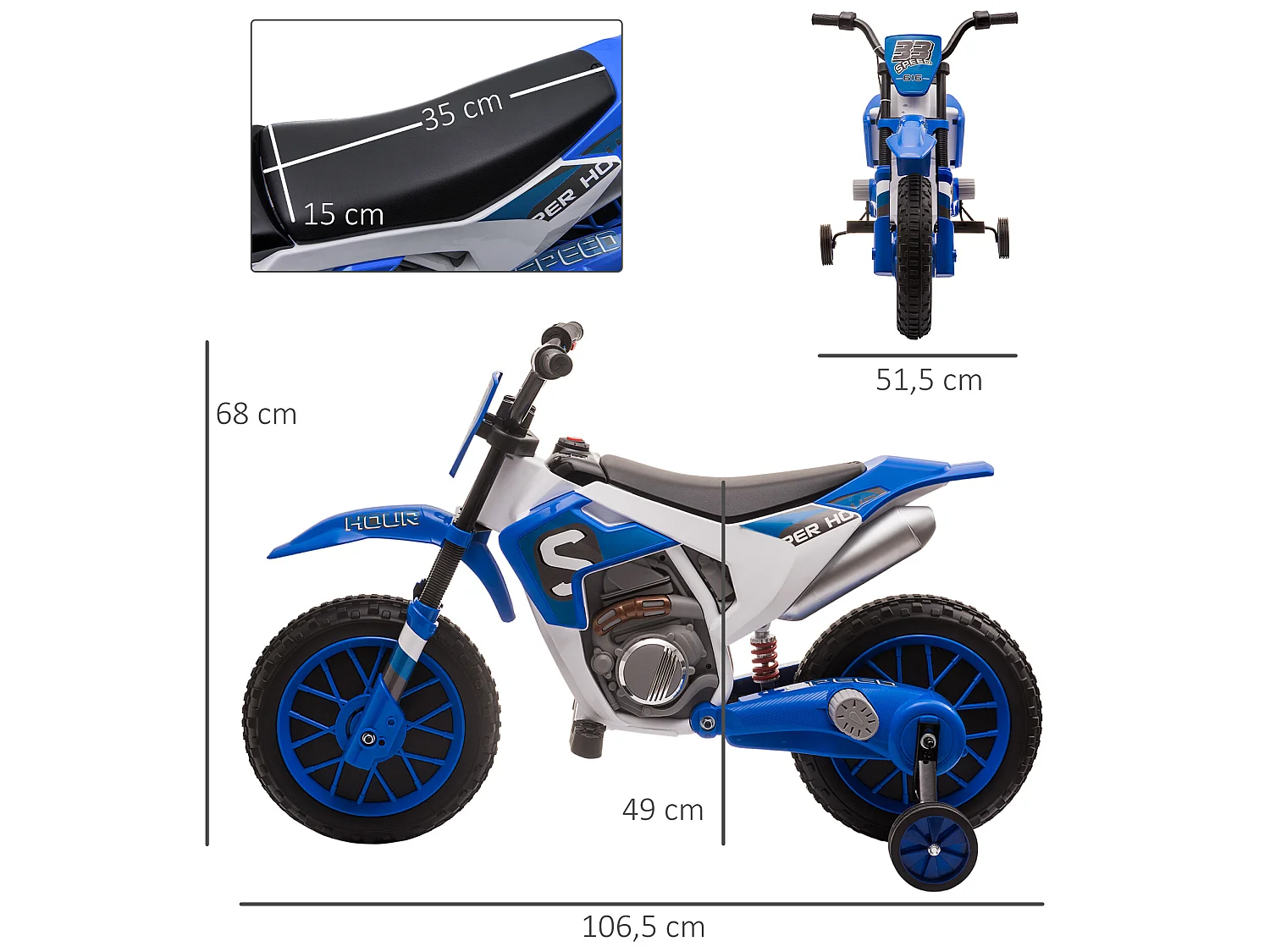 Moto eléctrica para niños azul 106.5x51.5x68 cm HOMCOM