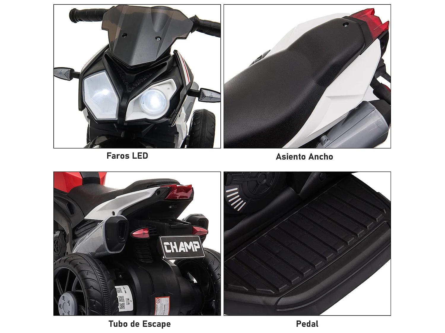 Moto eléctrica infantil rojo 86x42x52 cm HOMCOM