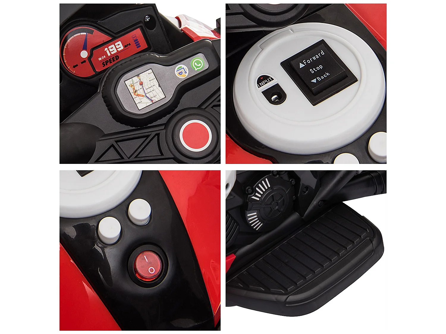 Moto eléctrica infantil rojo 86x42x52 cm HOMCOM