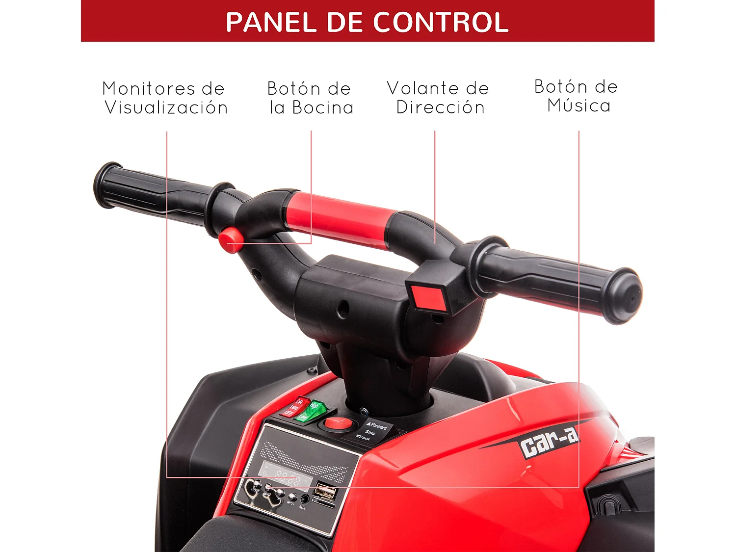 Quad eléctrico infantil rojo 83x53x55.5 cm HOMCOM