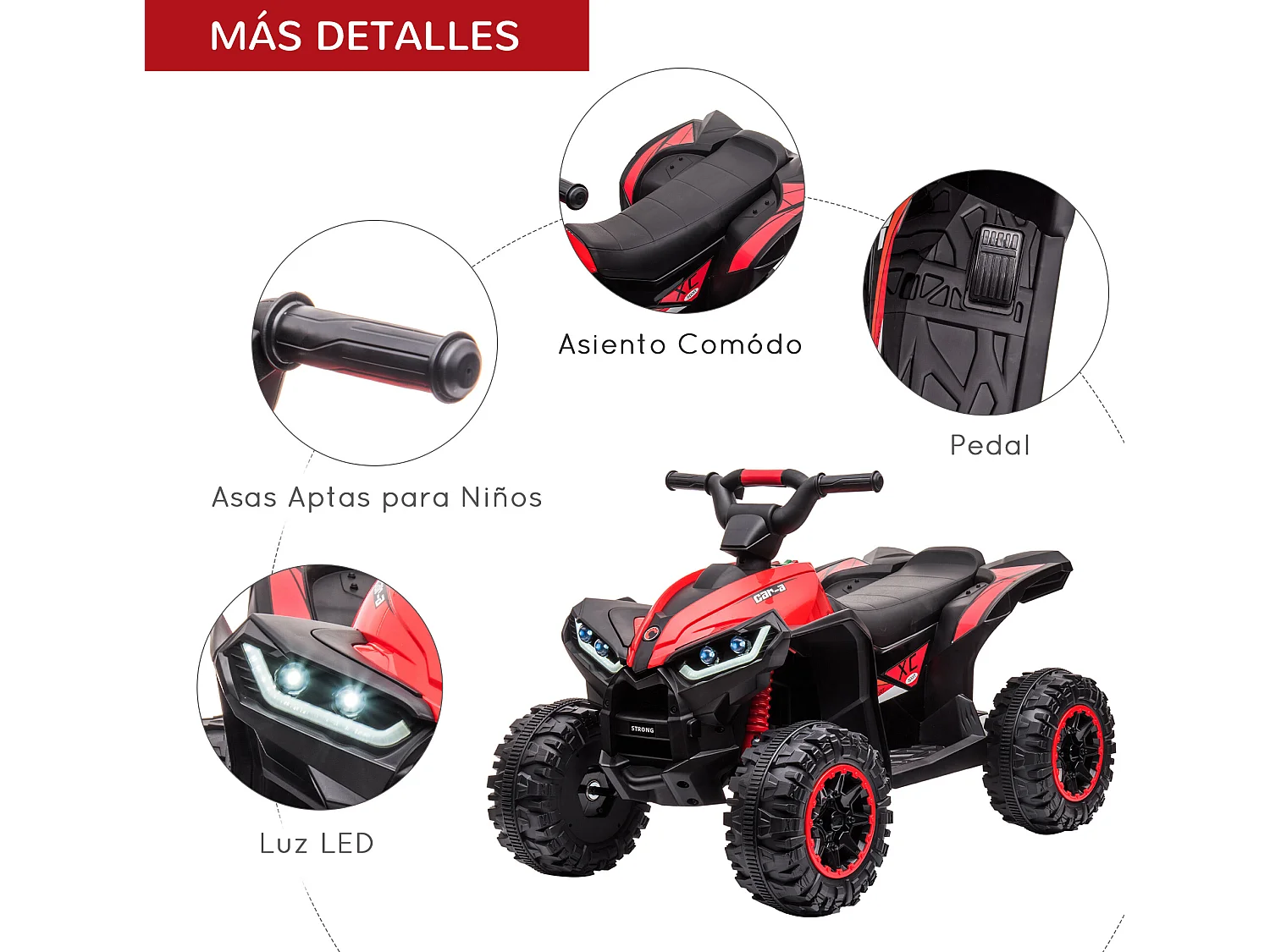 Quad eléctrico infantil rojo 83x53x55.5 cm HOMCOM