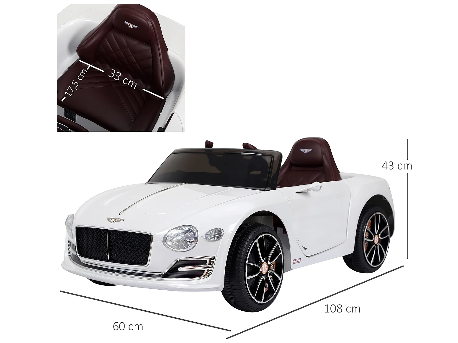 Coche eléctrico blanco 108x60x43 cm HOMCOM