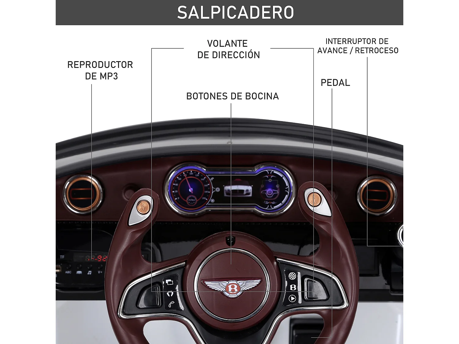 Coche eléctrico blanco 108x60x43 cm HOMCOM