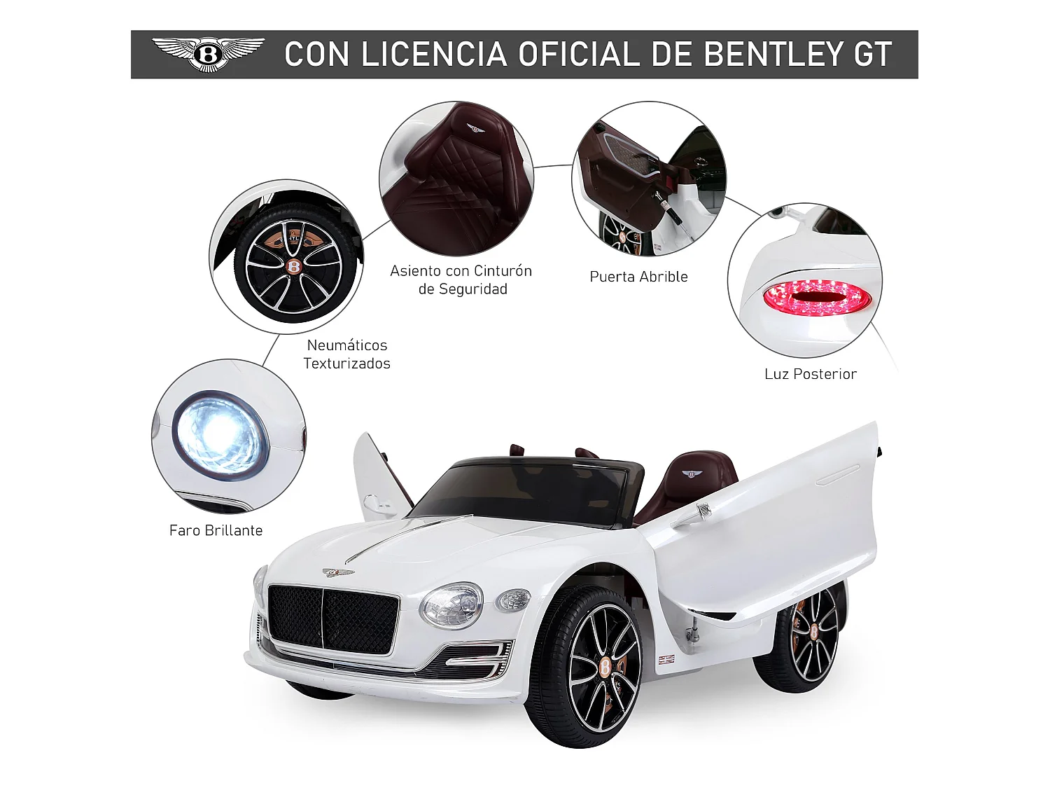 Coche eléctrico blanco 108x60x43 cm HOMCOM