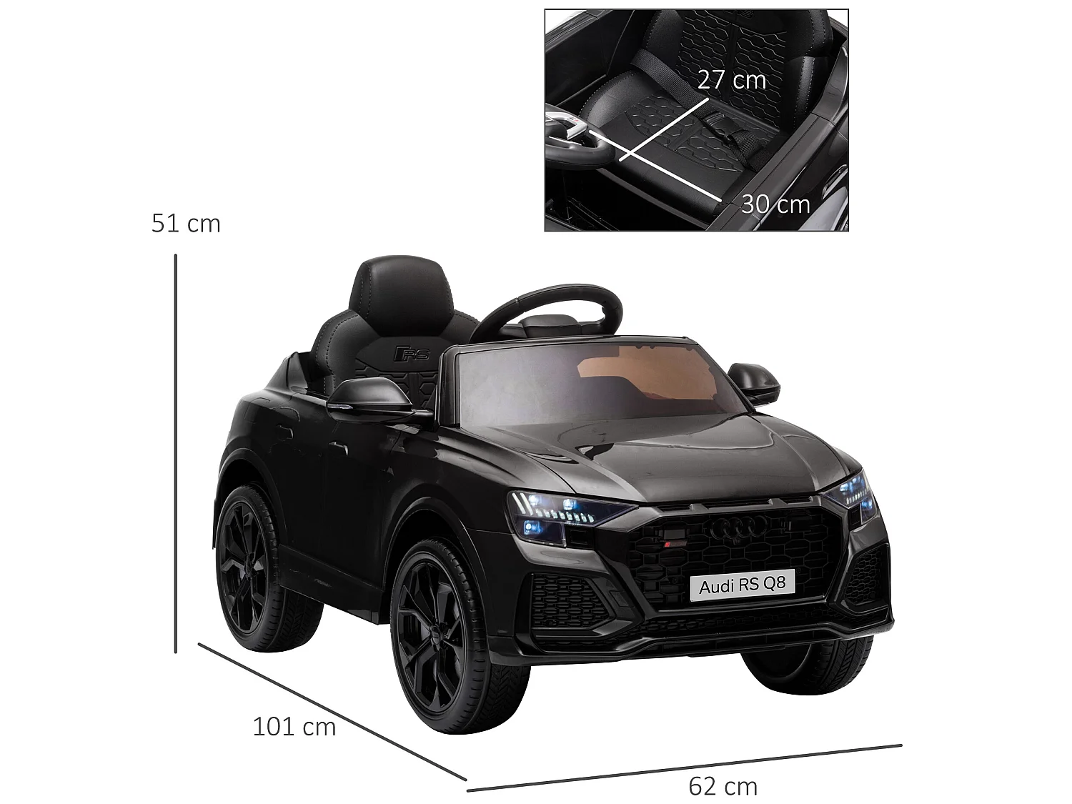 Coche eléctrico para niños negro 101x62x51 cm HOMCOM
