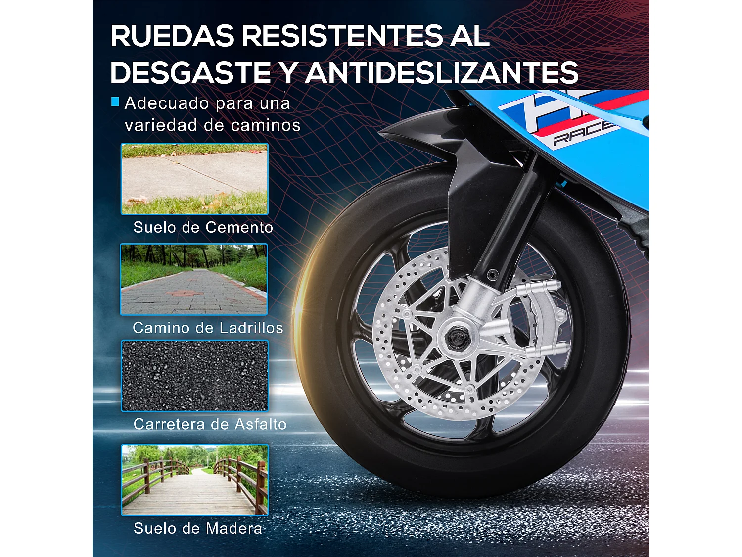 Moto eléctrica infantil azul 82.5x42x54 cm HOMCOM