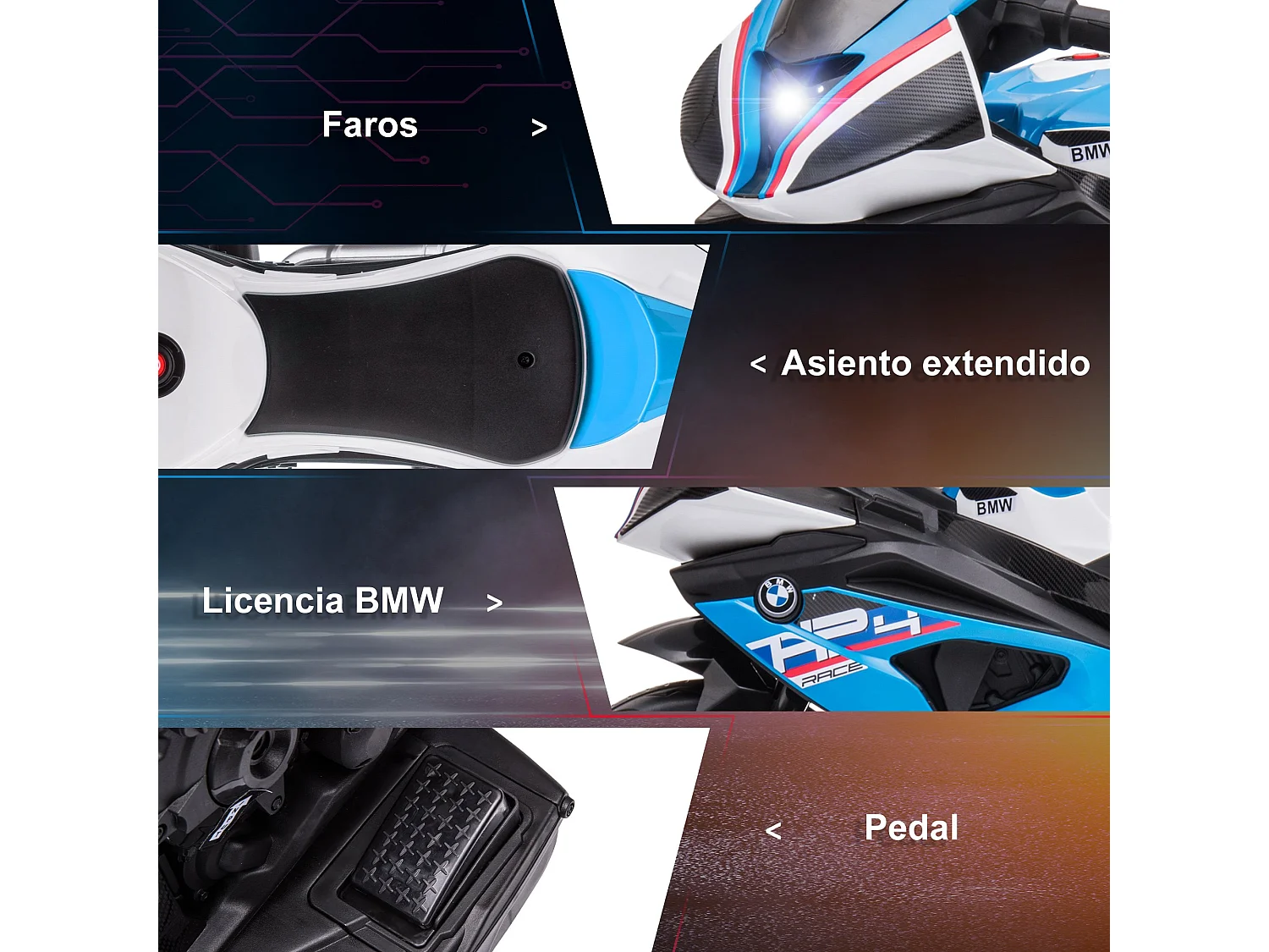 Moto eléctrica infantil azul 82.5x42x54 cm HOMCOM