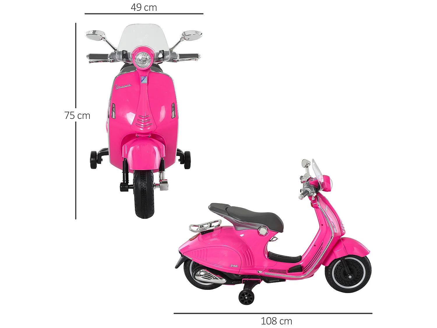 Moto eléctrica rosa 108 x 49 x 75 cm HOMCOM