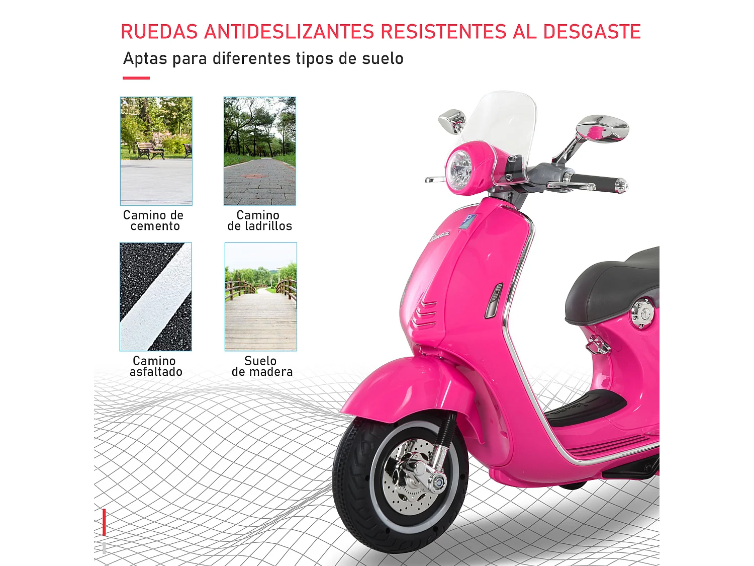 Moto eléctrica rosa 108 x 49 x 75 cm HOMCOM