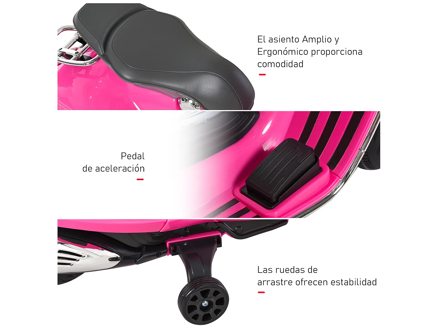 Moto eléctrica rosa 108 x 49 x 75 cm HOMCOM
