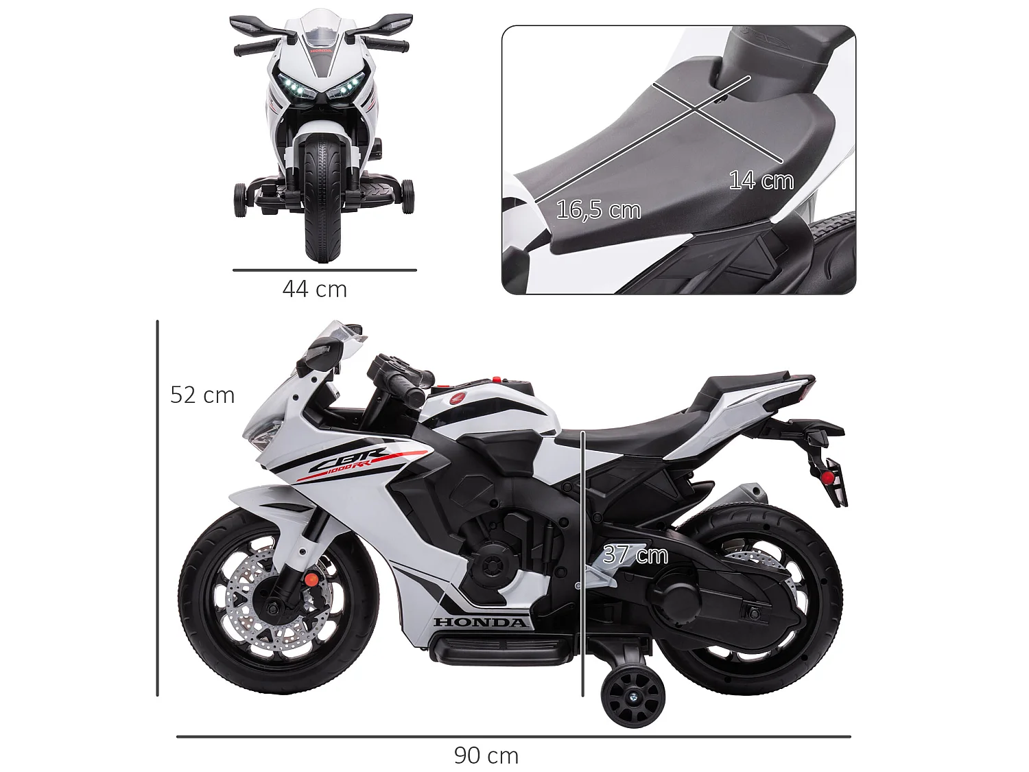 Moto eléctrica infantil blanco 90x44x52 cm HOMCOM