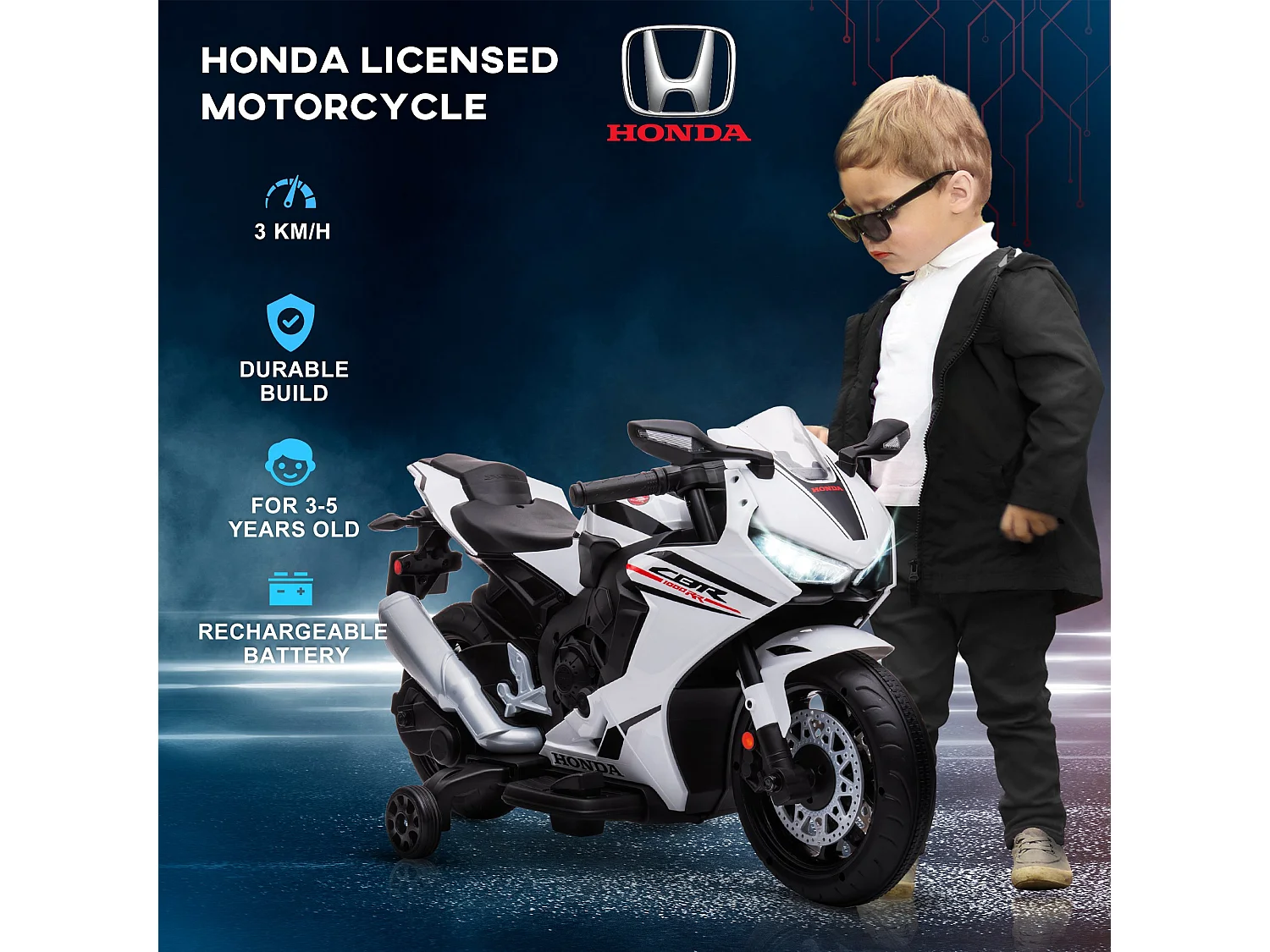 Moto eléctrica infantil blanco 90x44x52 cm HOMCOM