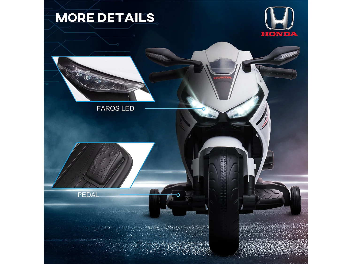 Moto eléctrica infantil blanco 90x44x52 cm HOMCOM