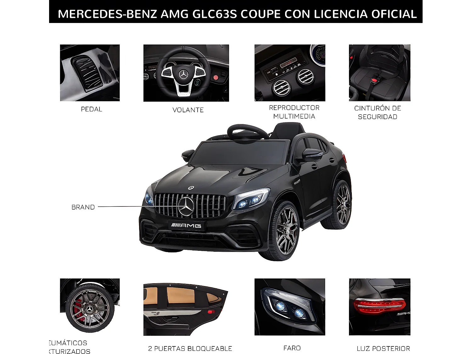 Coche eléctrico negro 115x70x55cm HOMCOM