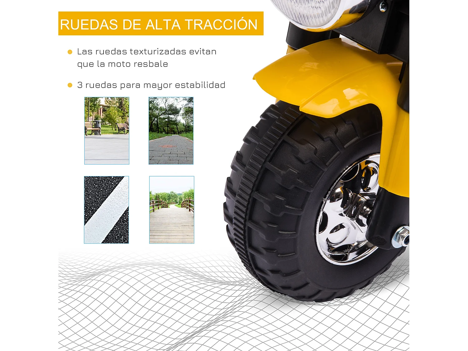Moto eléctrica para niños amarillo 72x57x56 cm HOMCOM
