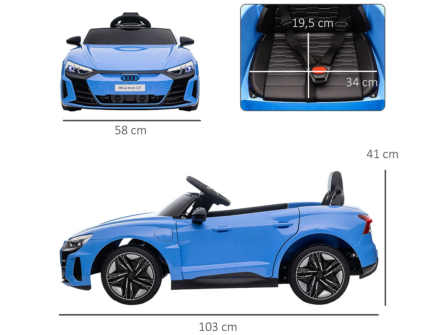 Coche eléctrico infantil azul 103x58x41 cm HOMCOM