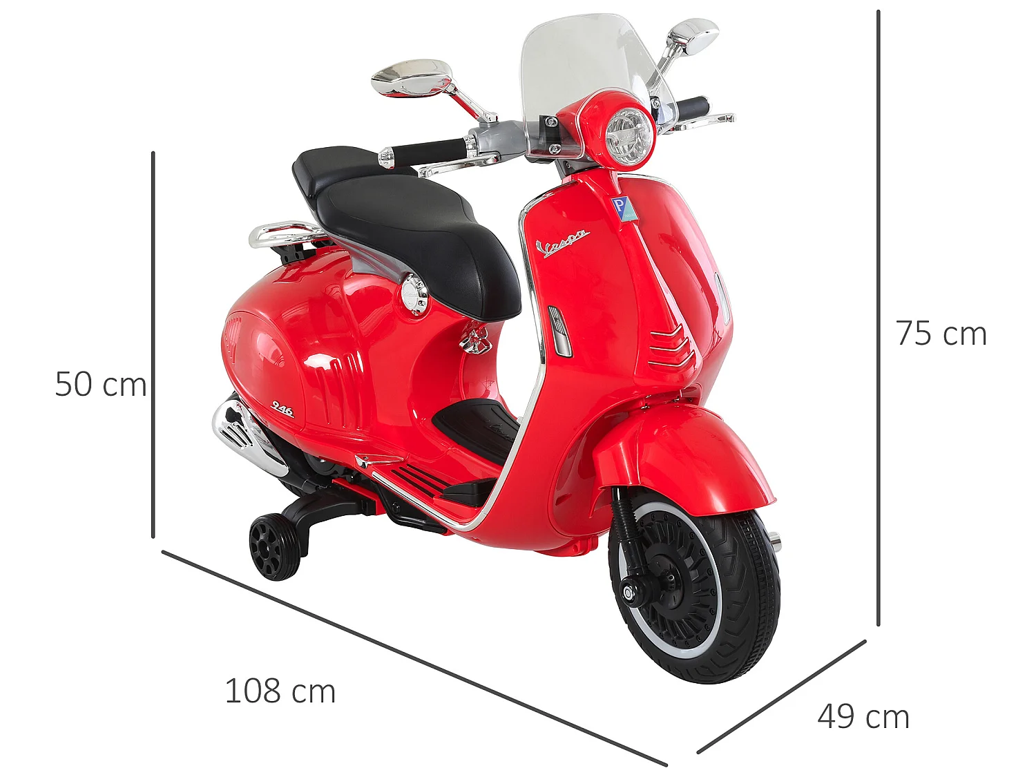 Moto eléctrica rojo 108 x 49 x 75 cm HOMCOM
