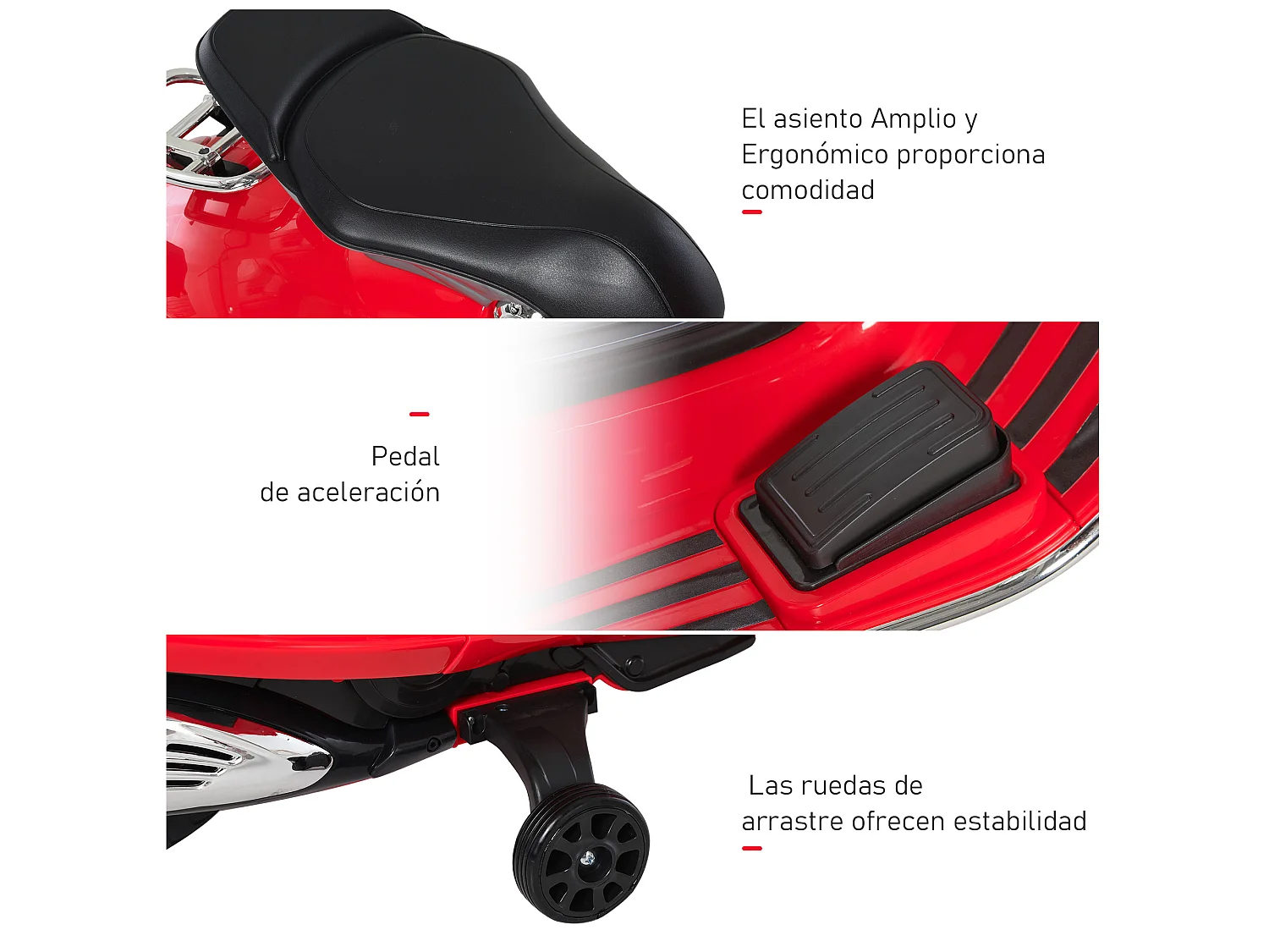Moto eléctrica rojo 108 x 49 x 75 cm HOMCOM