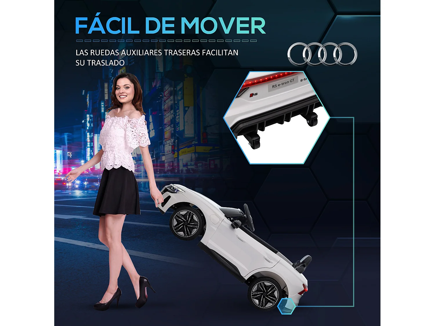 Coche eléctrico infantil blanco 103x58x41 cm HOMCOM