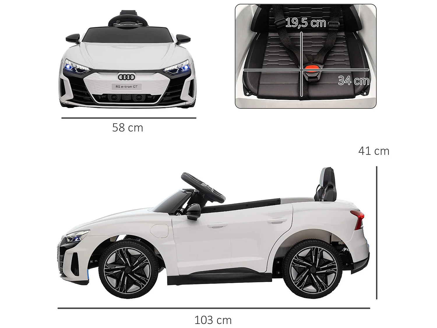 Coche eléctrico infantil blanco 103x58x41 cm HOMCOM