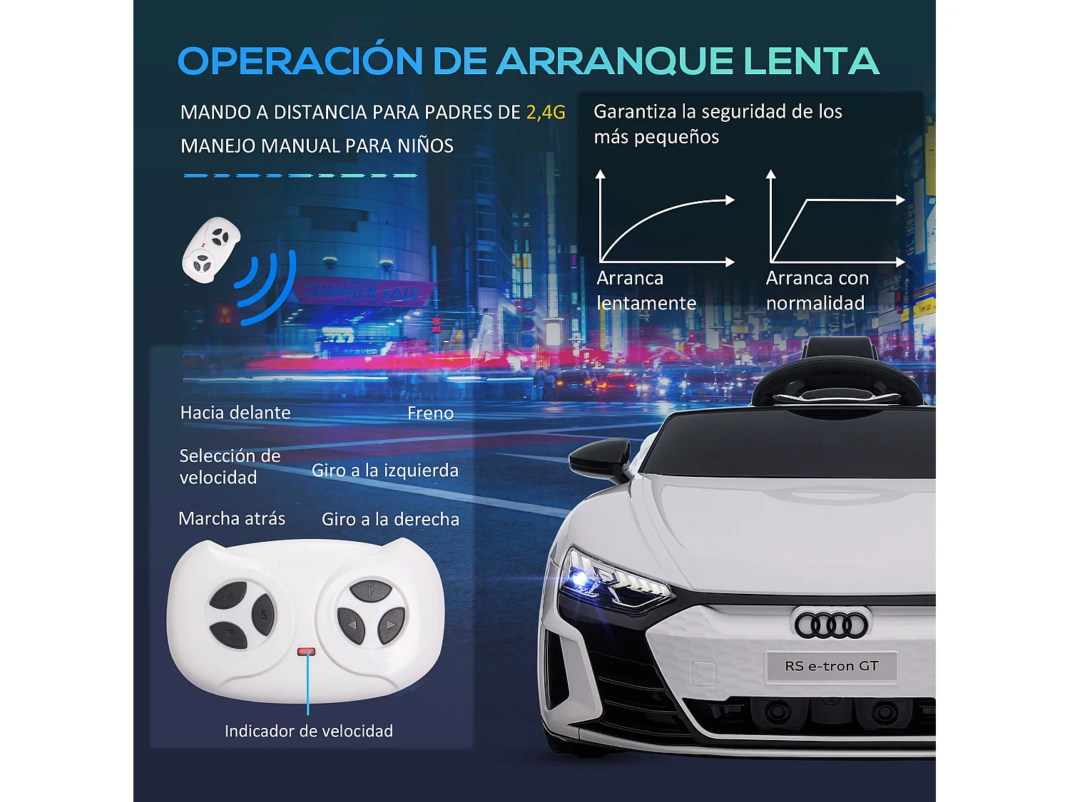 Coche eléctrico infantil blanco 103x58x41 cm HOMCOM