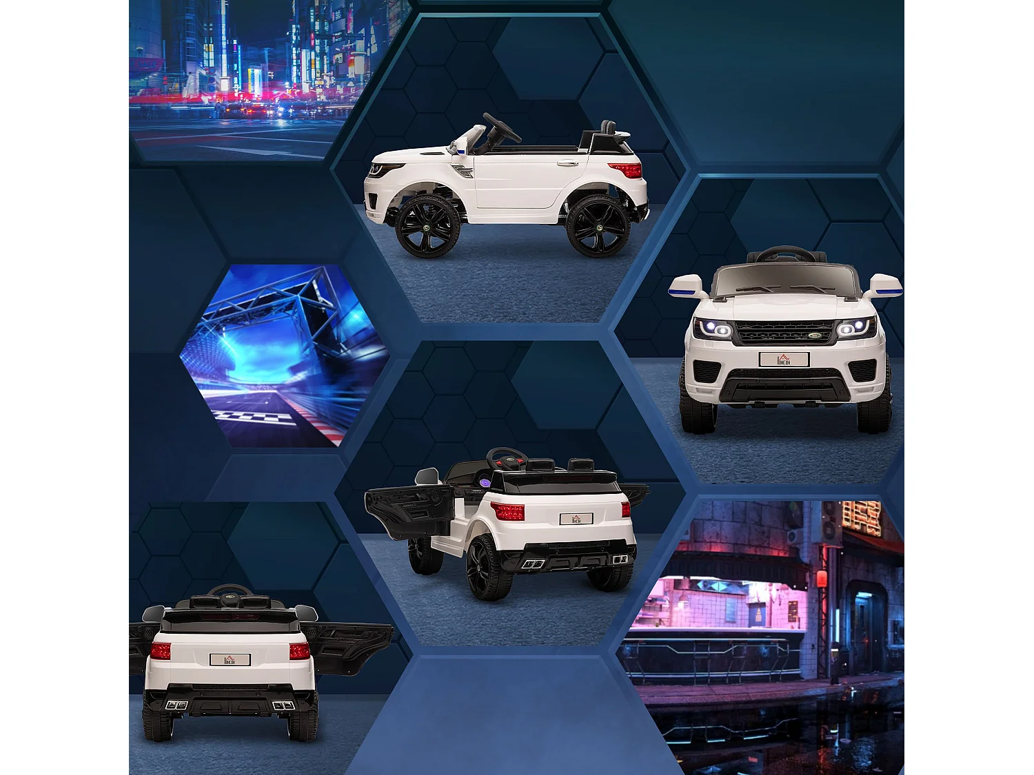 Coche eléctrico infantil blanco 110x68x52 cm HOMCOM