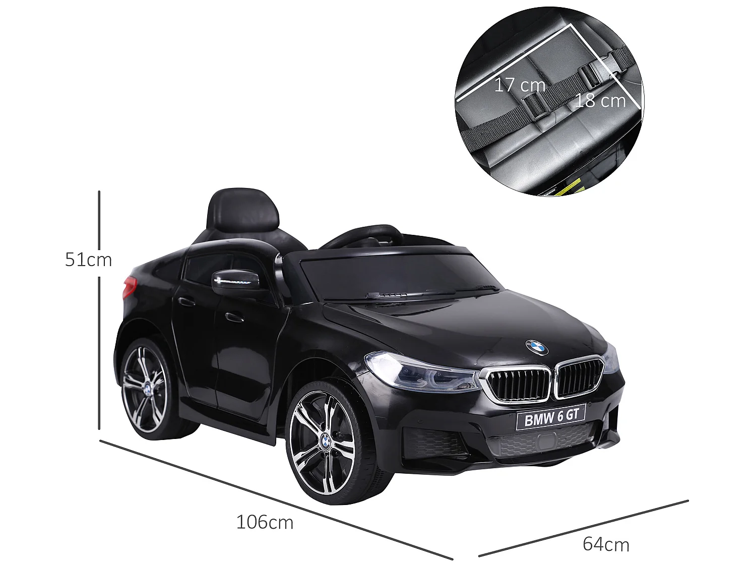 Coche eléctrico negro 106x64x51 cm HOMCOM