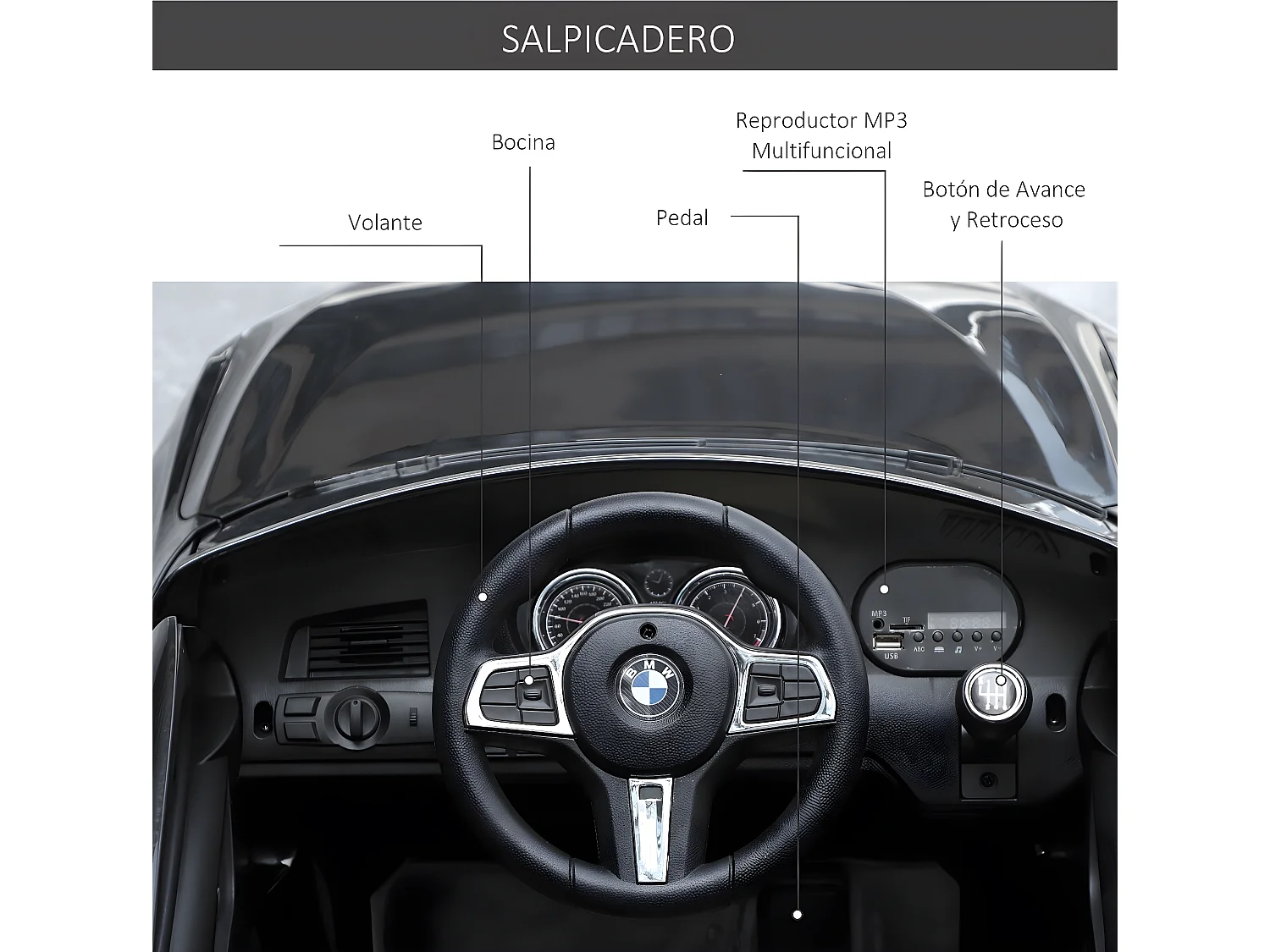 Coche eléctrico negro 106x64x51 cm HOMCOM