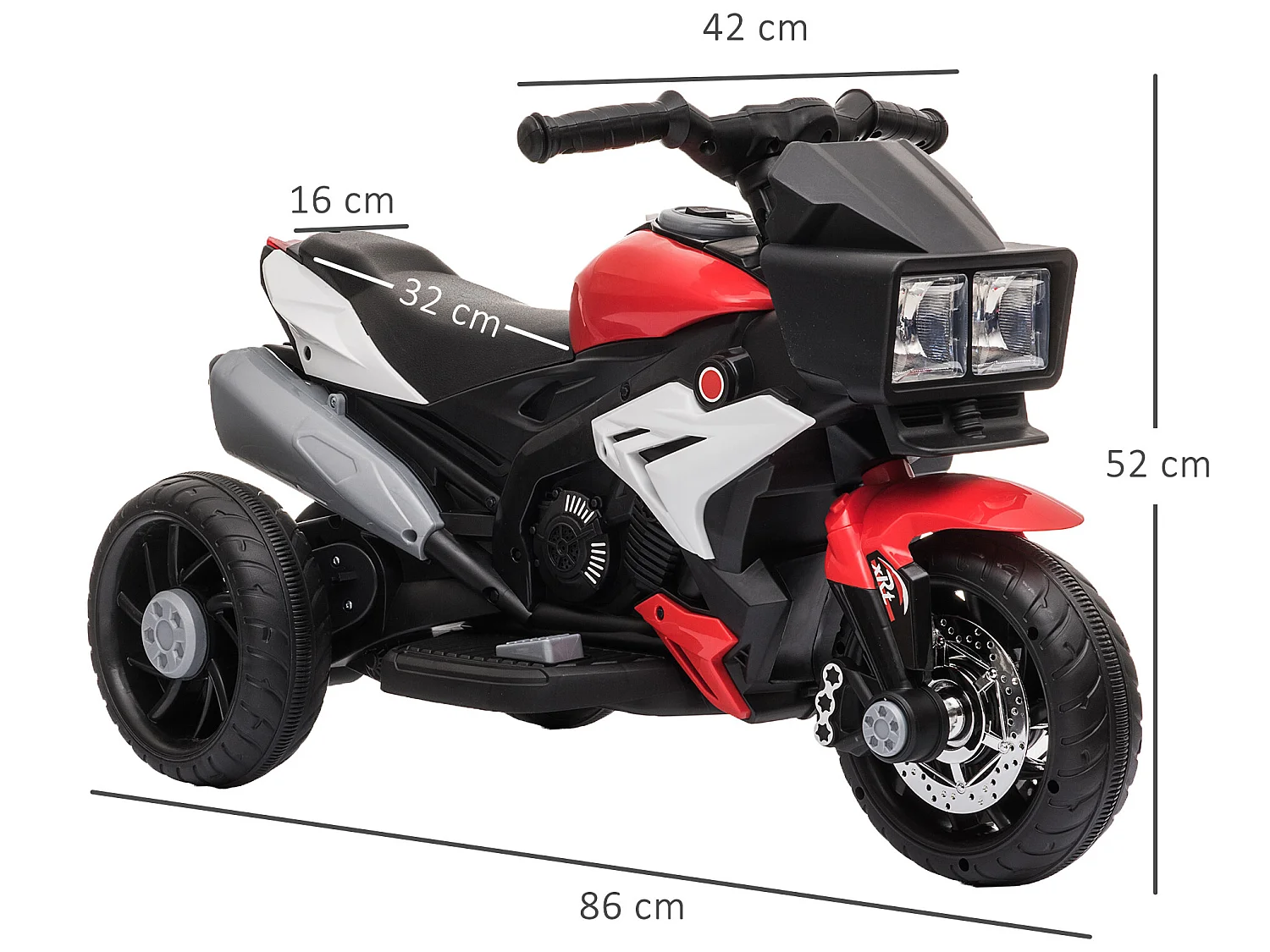 Moto eléctrica infantil rojo 86x42x52 cm HOMCOM