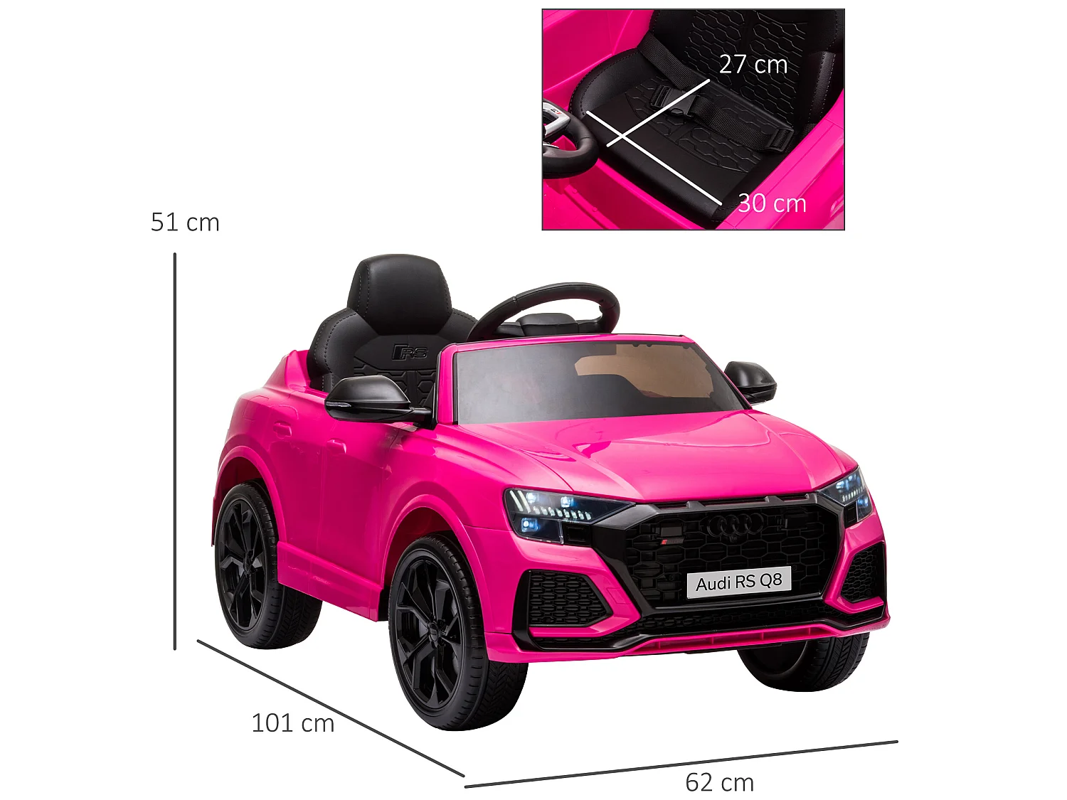 Coche eléctrico para niños rosa 101x62x51 cm HOMCOM