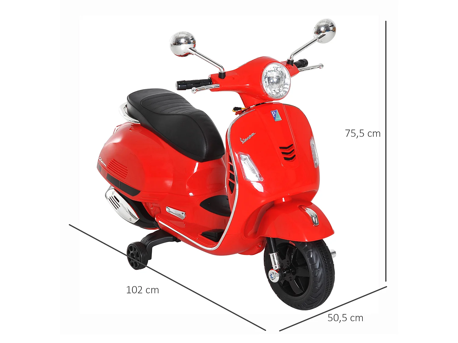 Moto eléctrica infantil rojo 102x50,5x75,5cm HOMCOM