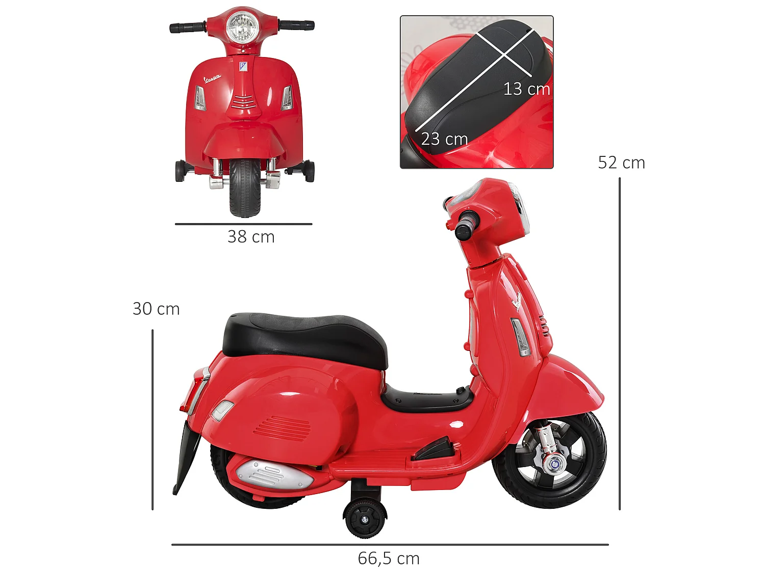 Moto eléctrica para niños rojo 66.5x38x52 cm HOMCOM