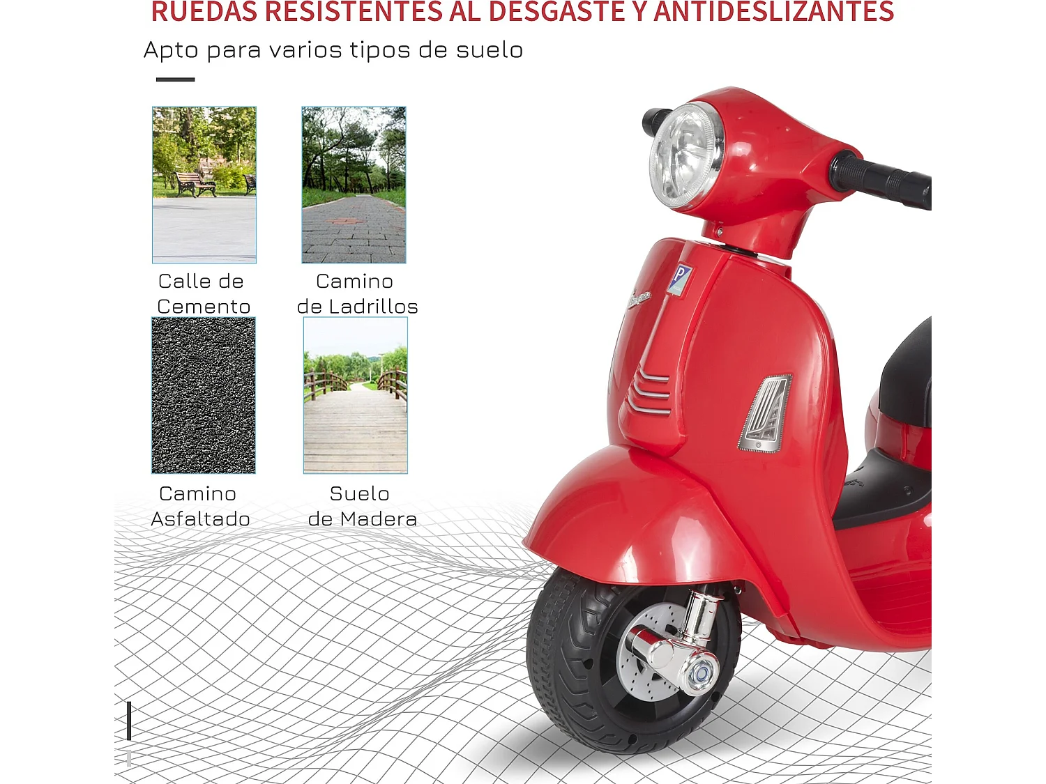 Moto eléctrica para niños rojo 66.5x38x52 cm HOMCOM